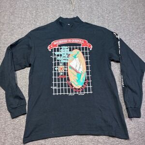 Vintage Sailing Schooner Race Mens Large Black 1998 Long Sleeve Shirt Rare 90s